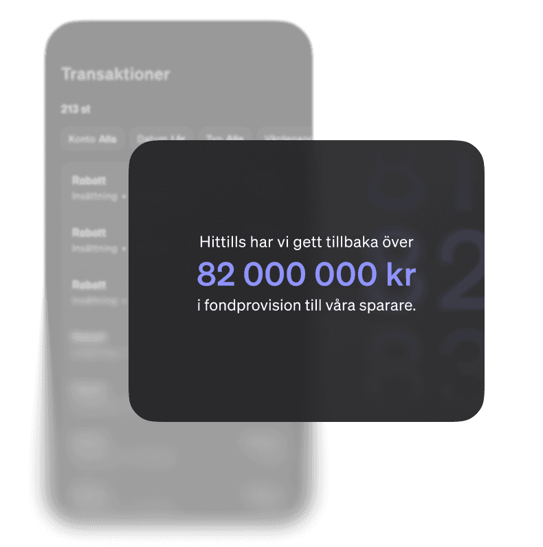 Illustration som visar att SAVR har gett tillbaka över 82 miljoner kronor i fondprovision till sparare
